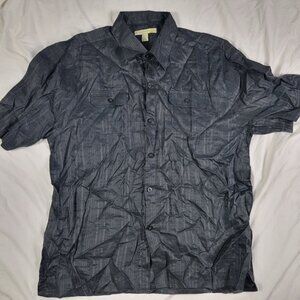 Syllables Mens 3XL Black Short Sleeve Button Up Shirt Formal Party Casual